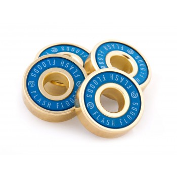 River-Flash Floods Bearings 4 Pk with spacers (ABEC 7) Blue on Gold 