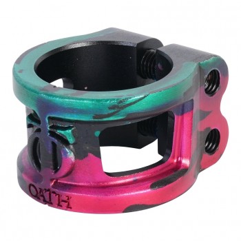 Oath Cage 2 Bolt V2 Scooter Clamp - Green/Pink/Black