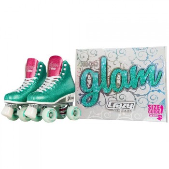 Crazy Glam Gliter Fashion Roller Skates - Teal Glitter