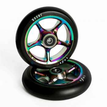 Drone Luxe 2 Scooter Wheels 110mm - Black PU/Neochrome (Pair)