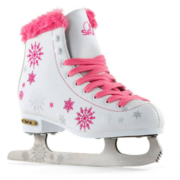 SFR Snowflake Kids Ice Figure Skates - White/Pink