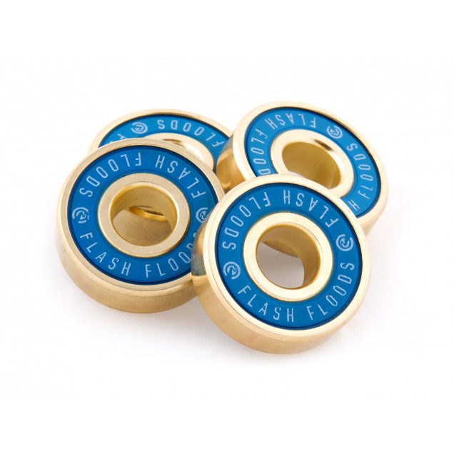 River-Flash Floods Bearings 4 Pk with spacers (ABEC 7) Blue on Gold 