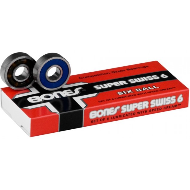 Bones Super Swiss 6 Ball 608 Bearings - Silver 8mm