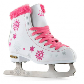 SFR Snowflake Kids Ice Figure Skates - White/Pink