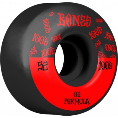Bones 100's V4 Wide Skateboard Wheels -  Black (Pack of 4)