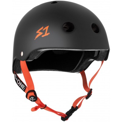 S One Lifer Helmet – Black Matte With Orange Straps