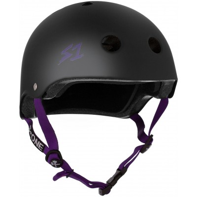 S One Lifer Helmet – Black Matte With Purple Straps