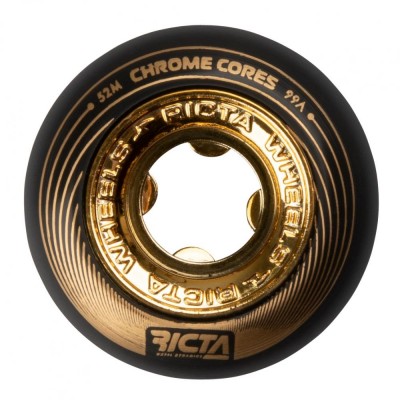 Ricta Chrome Core 99a 52mm Skateboard Wheels - Black/Gold (Pack of 4)