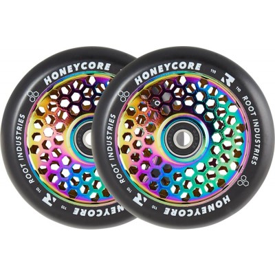Root Honeycore Black Pro Scooter Wheels 110mm (Pair) - Neochrome