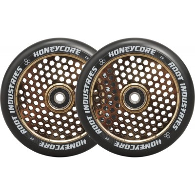 Root Honeycore Black Pro Scooter Wheels 120mm (Pair) - Gold Rush