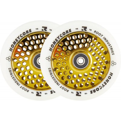 Root Honeycore White Pro Scooter Wheels 110mm (Pair) - Gold
