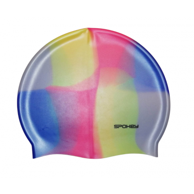 Spokey Silicone Swimming Cap Abstract - Pink/Blue/Yellow