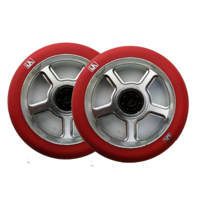 UrbanArtt S5 Scooter Wheels 110mm (Pair) - Red/Chrome
