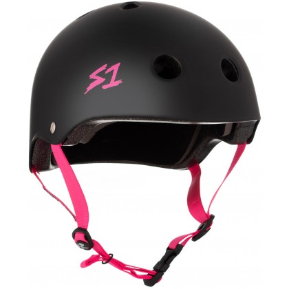 S One Lifer Helmet – Black Matte With Pink Straps
