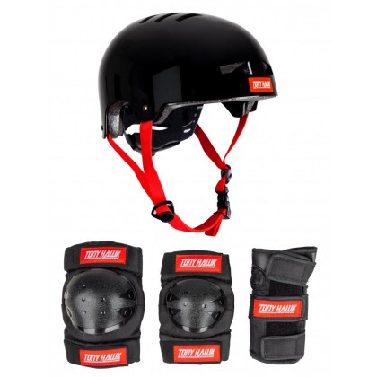 Tony Hawk Kids Protective Set - Helmet & Pad Set - Black/Red